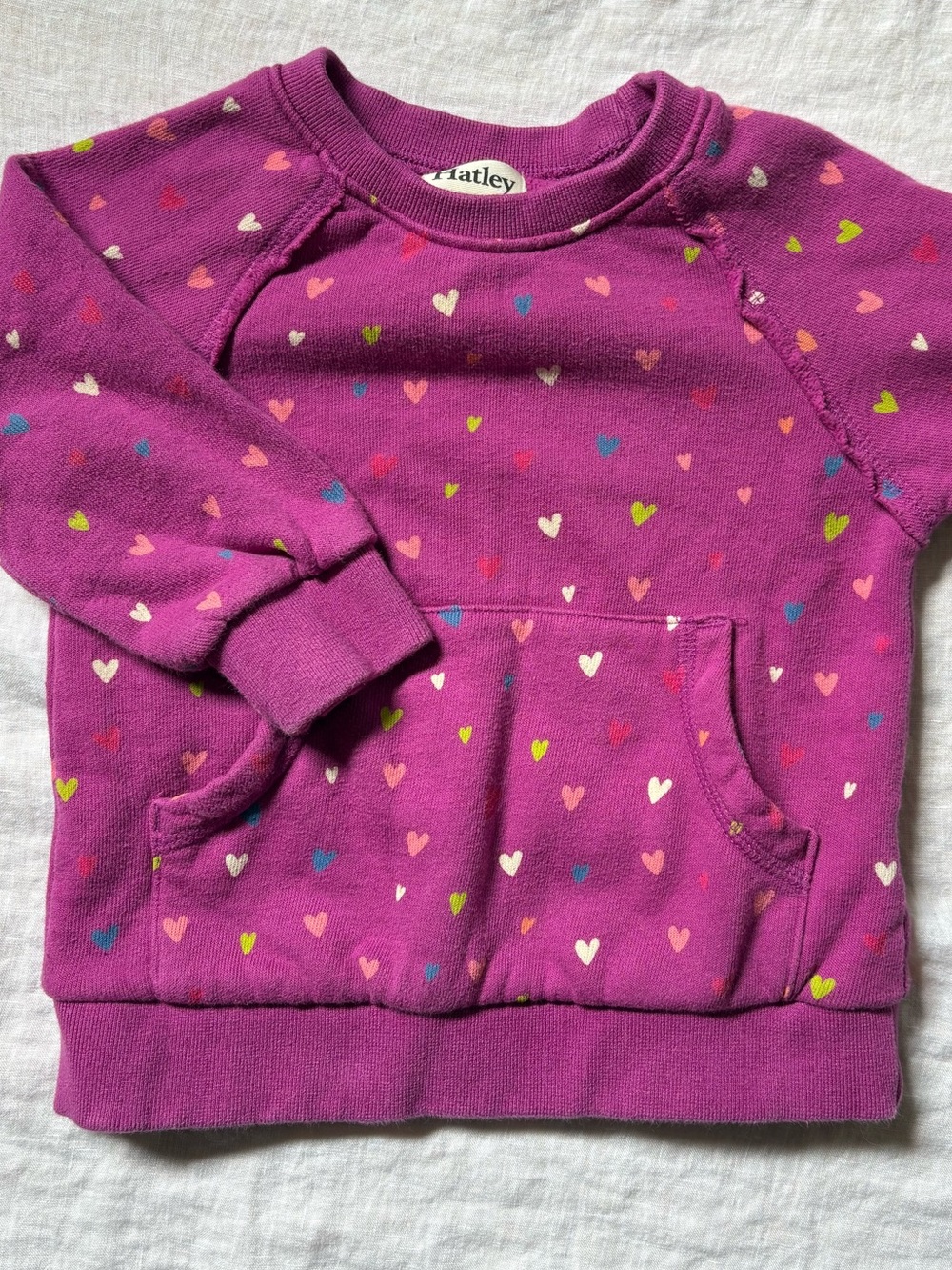 Hatley Bright Purple Heart-Print girls sweater